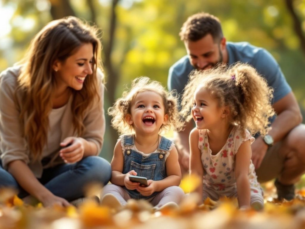 Copii jucându-se în parc, părinți atent observând.