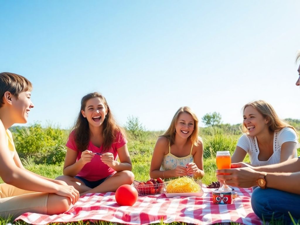 Familie fericită petrecând timp împreună în aer liber.